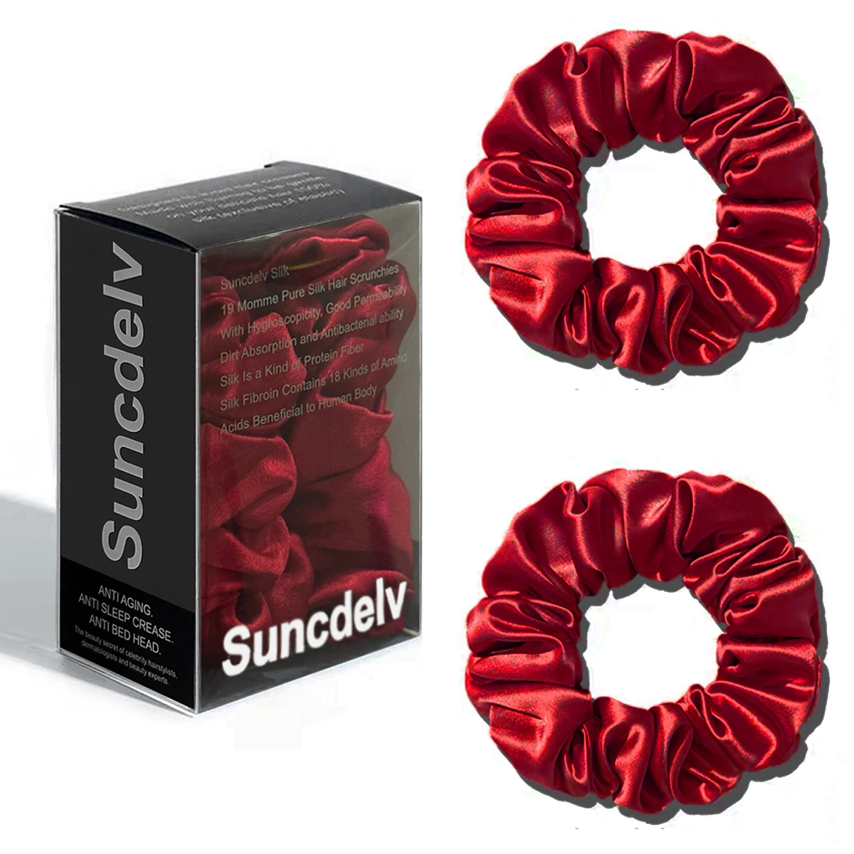 2PCS 100% Natürliche Seide Einfarbig Haar Krawatten Hohe Qualität Haarband Frauen Große Haarbänder Haar Zubehör 3,5 CM – Detail 27
