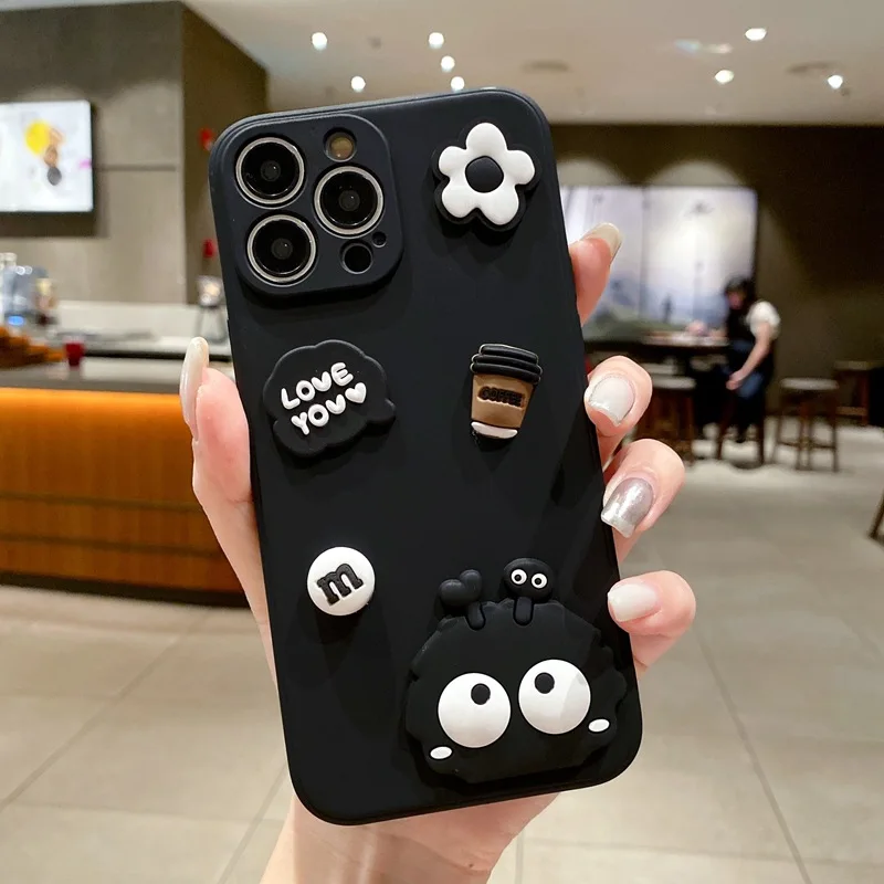 For iphone 12 13 14 15 mini 11 Pro Max Lovely 3D Cartoon Anime Silicone Case For IPHONE 7 8 plus X XR XS Max Anti Fall Back Cover_voghion.com