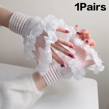 Attrezzatura fotografica per unghie Polso a rete corta Maniche finte Manicure Polsino falso decorativo Articolo in tulle Nail art Scatta foto di sfondo