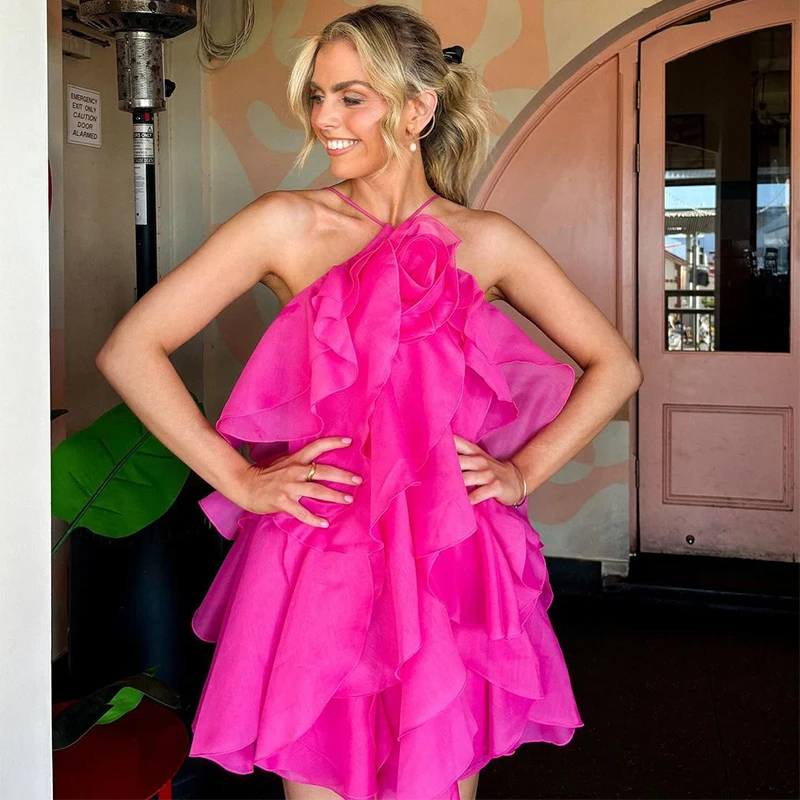 الصيف زهرة مطوي فستان طويل المرأة سليم الأبيض عاري...