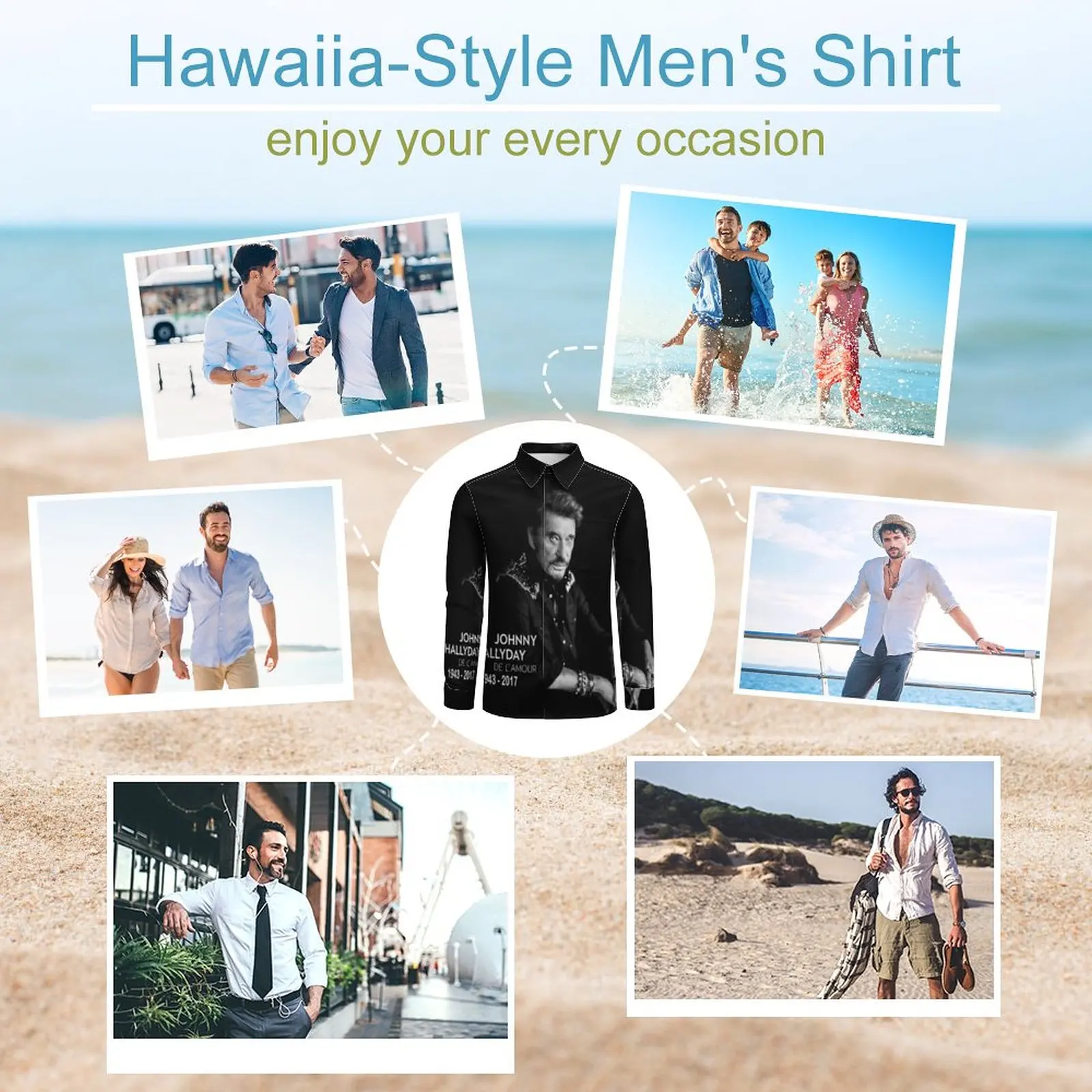 Johnny Hallyday Shirt Autumn Johnny Hallyday Limitied Edition Casual Shirts Mens Retro Blouses Long Sleeve Streetwear Clothing