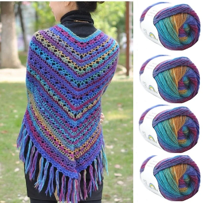 4*50g 200 grammi 100% filato di lana colore arcobaleno per