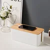 Creative Cable Management Box with Bamboo Wood Cover Plug Board Storage Box Power Cord Charger Storage Wire Storage 1