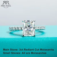 AnuJewel 3ct D Color Radiant Cut Moissanite Engagement Gold Plated 925 Sterling Silver Rings For Woman Customs Jewelry Wholesale 1