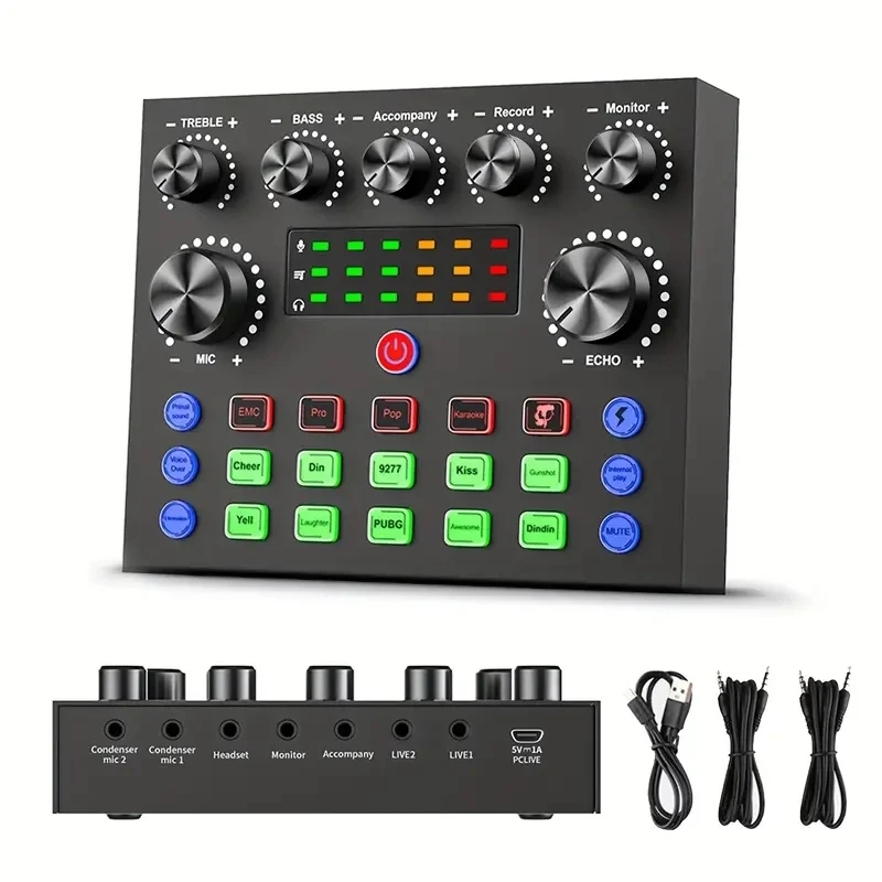 V8S-Audio-Mixer-with-Voice-changer-Podcast-Mixer-Sound-Card-for-Phone ...