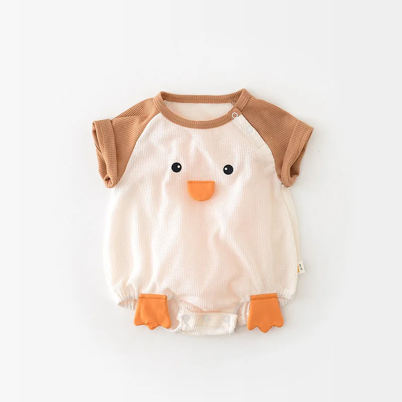 Summer Baby Bodysuit Short Sleeve Boys One Piece Waffle Infant Girls Clothes 6