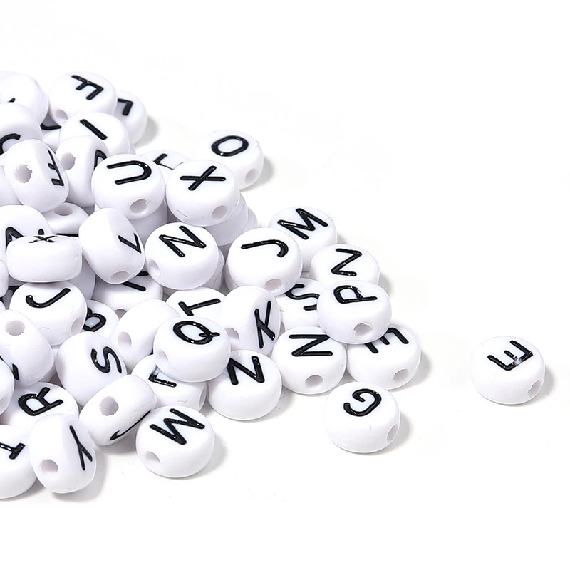 Acrylic Letter Beads 100pcs 7mm Letter Beads Oval Shape Acrylic Spacer Loose Beads For Jewelry Making