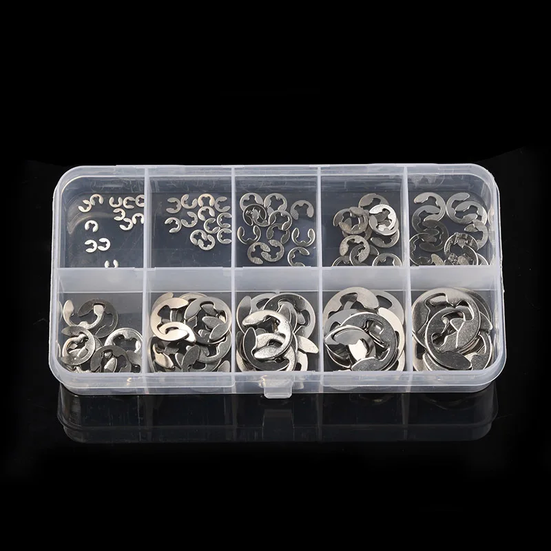 Stainless steel retaining ring E clip snap circlip washer assortment kit 1.5-10mm for shaft fastener 120pcs
