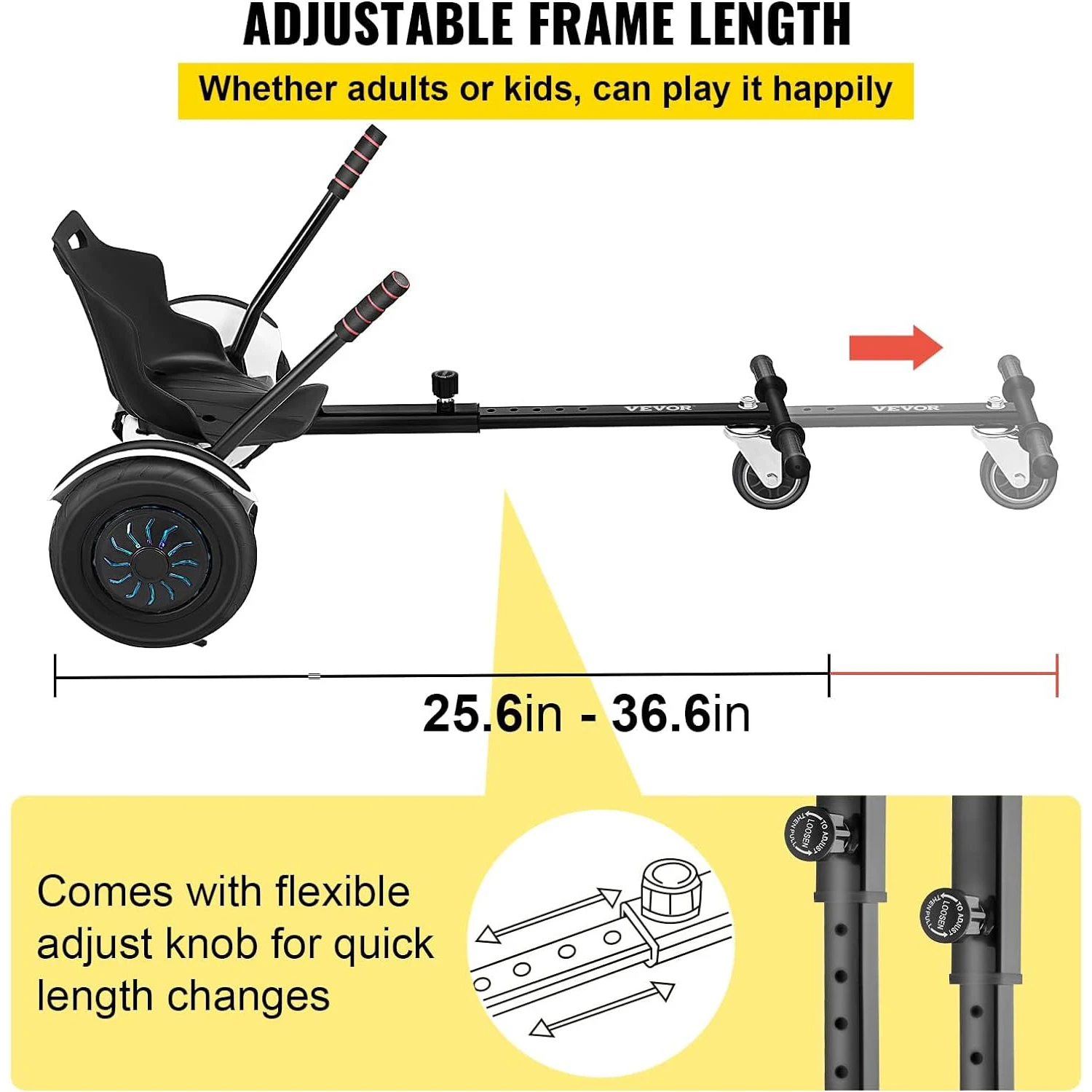 Hoverboard Seat Attachment for 6.5" 8" 10" Self Balancing Scooter Transform Your Board Into Go-Kart
