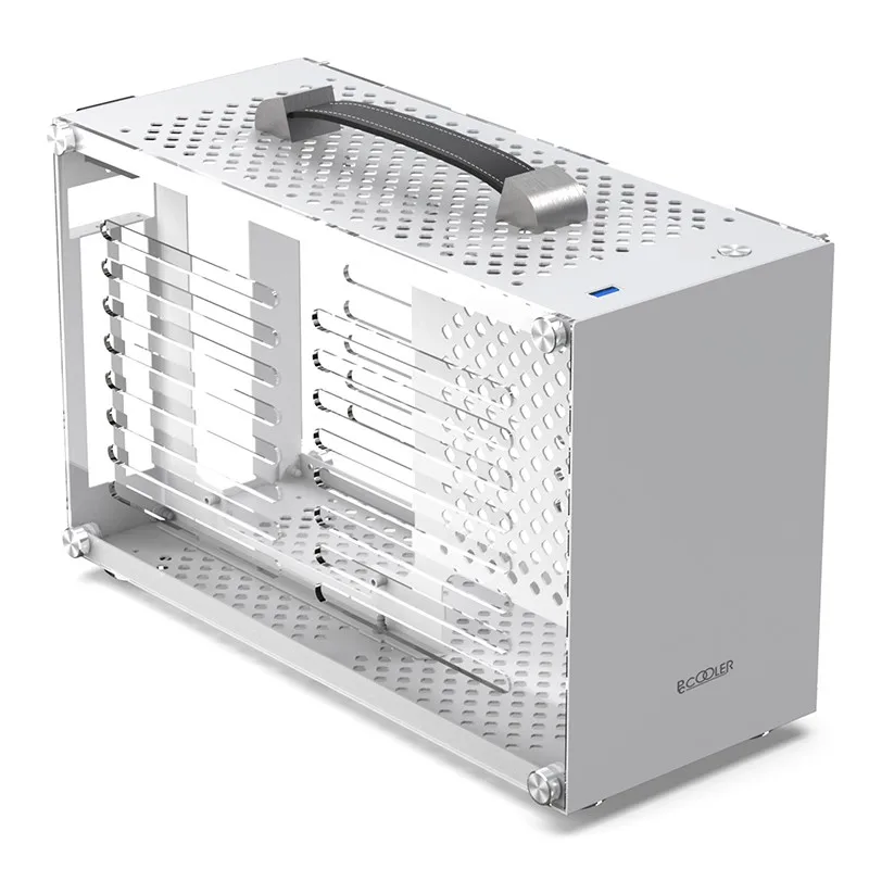 Pcooler I100 I100 Placa Acrílica Itx Mini Todo o Alumínio Pequeno Case 3.1kg Suporte Portátil Sfx de Alta Resistência Quadro Spcc - Imagem 3