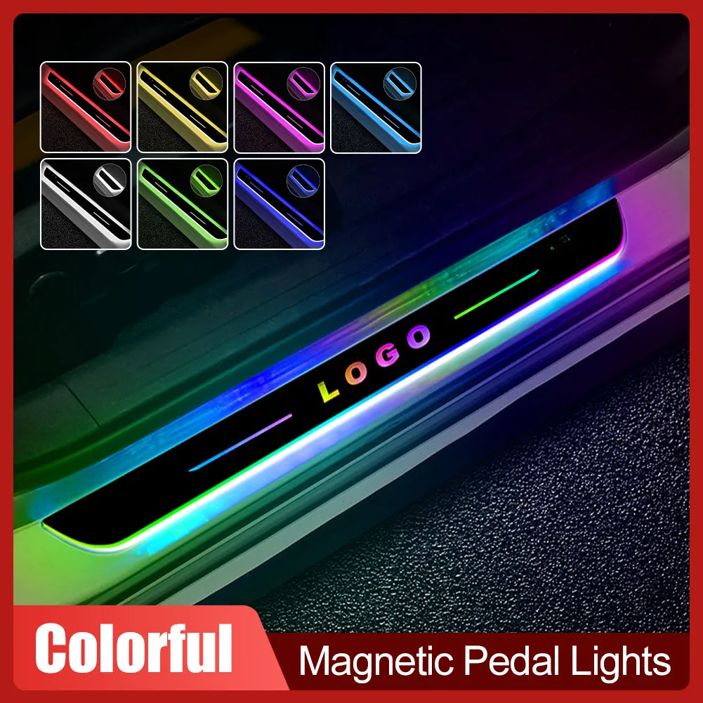 

Car Door Illuminated LED Sill Light USB Power Moving LED Welcome Pedal Car Scuff Plate Pedal Atmosphere Light For Tesla Car Part