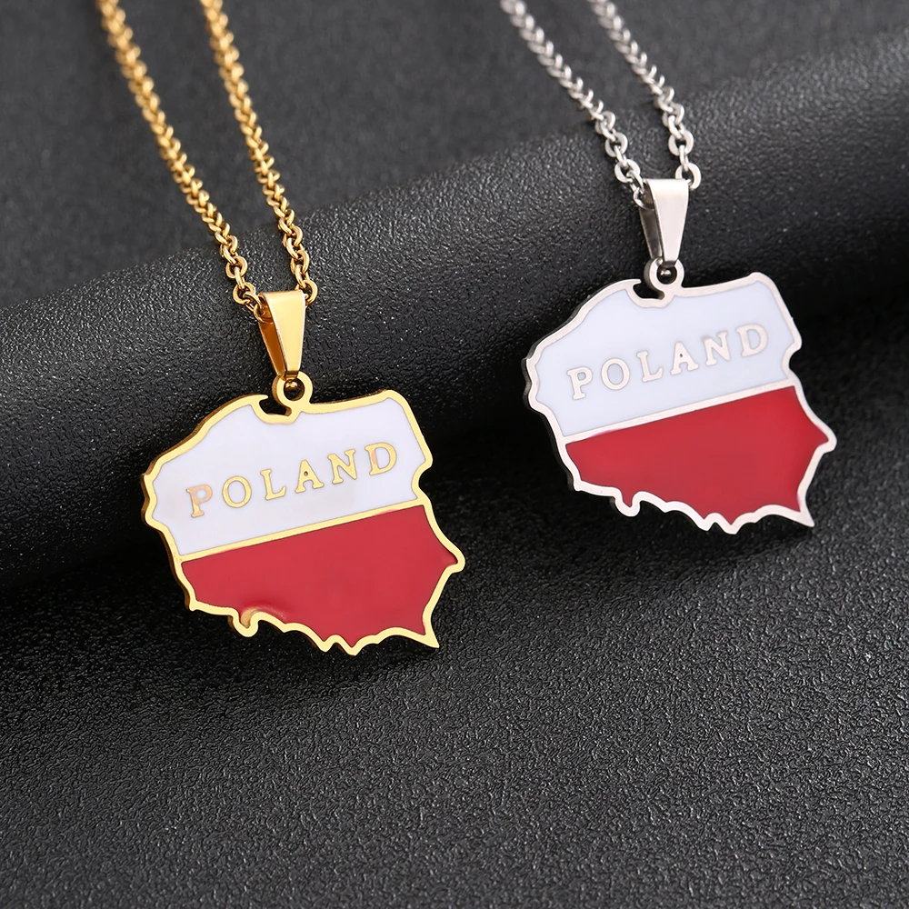 Fashion Poland Map Flag Pendant - Fashion Poland Map Flag Pendant Necklace Stainless Steel Gold Silver Color Polska Men Women Country Maps