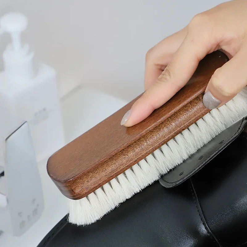 Shoe cleaner Shoe brush Shoe shining tool Shoe cleaning kit Shoe brush wool hair leather care shoe polish boot cleaner with wooden handle