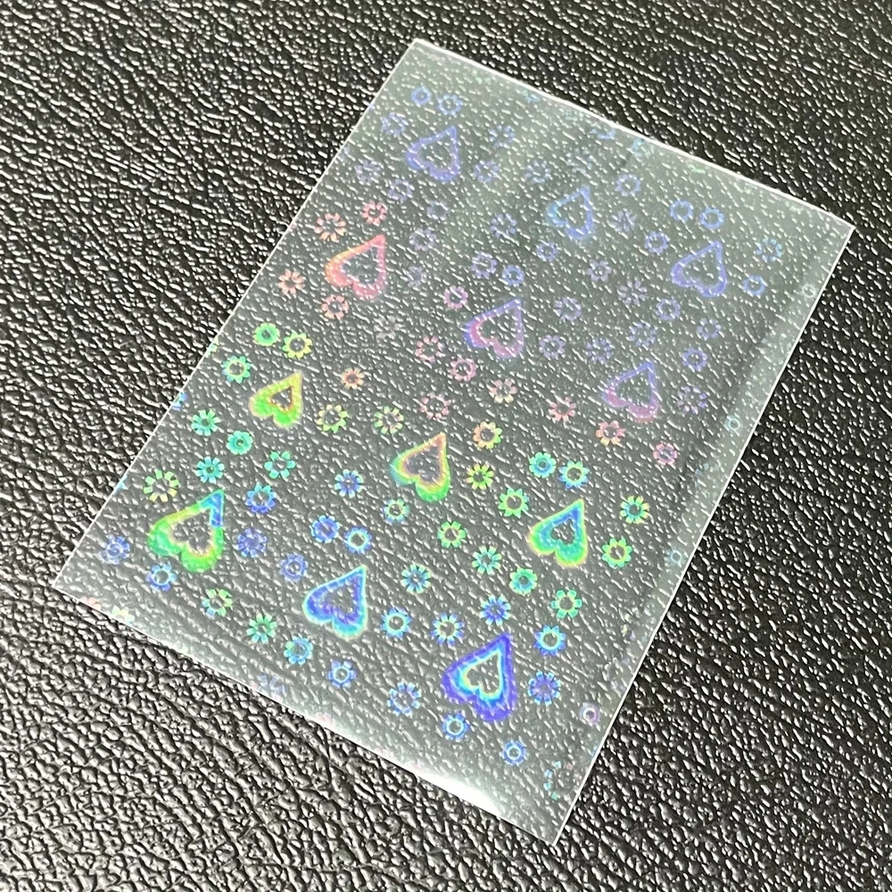 Heart shaped foil laser card sleeves 100pcs transparent tarot game storage bag YGO board protector trading cards shield cover