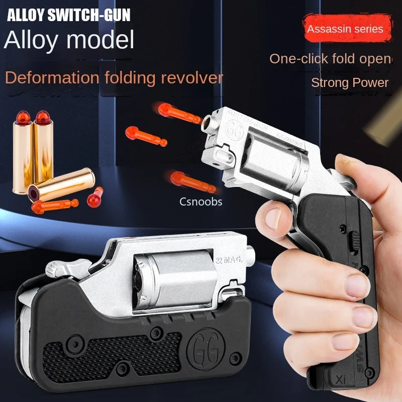 

2024 New Lifecard Alloy Revolver Switch Toy Gun Pistol Foldable Soft Bullet Shell Ejection Blaster Launcher for Boys Gifts Toys