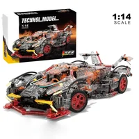 Transparent V12 Block Roadster RC Tech Racer 1:14DIY Roadster building block assembly Block car toy birthday gift 1