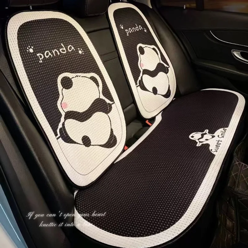 Panda Style Universal Car Seat Cushion - Breathable Ice Silk Comfort Pad for All Seasons