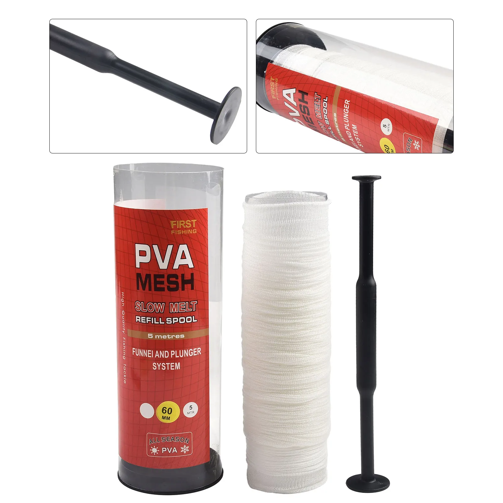 1pc Fishing PVA Mesh 60mm/44mm/37mmx5m Bait Bag Fishing Mesh Net With bait plastic Functional Terminal Tackle parts