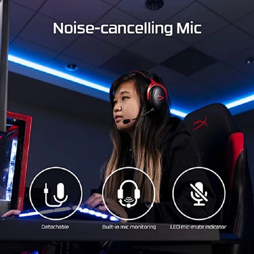 HyperX Cloud 2 II 게임용 헤드폰 소음 차단, 7.1 서라운드 컴퓨트 헤드셋 이어폰 마이크 PC PS4 용 유선 헤드셋 4