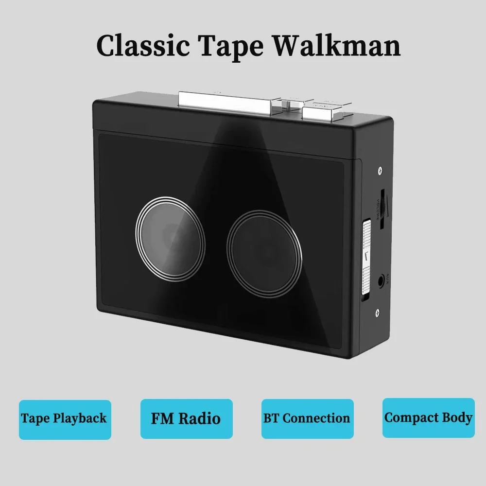 Bluetooth Cassette Player Vintage Nostalgic Classic Sliver Auto-flip Tape Hi-fi Cassette Player FM Radio cassette player