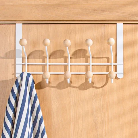 

Metal Wall Storage Rack with Over The Door Hooks for Hanging Bathroom Towel Without Punching U3008