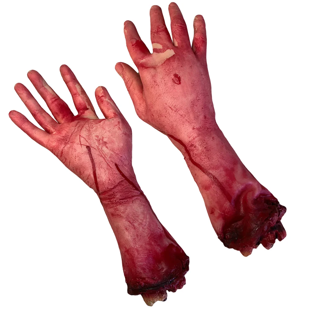 

2 шт. человеческие разрезанные руки, части человеческих мертвых тела для дома с привидениями сломанные руки (случайные левые и правые руки)