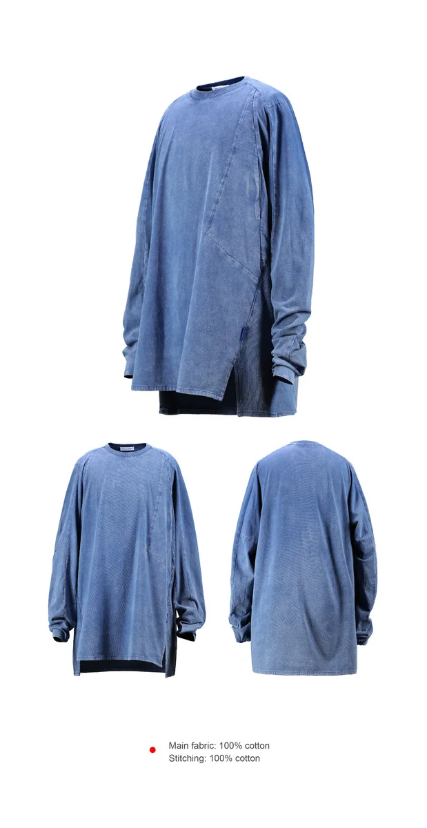 Reindee Lusion 21aw  Split hem base longsleeve shirt dyed cotton secured pocket techwear ninjawear