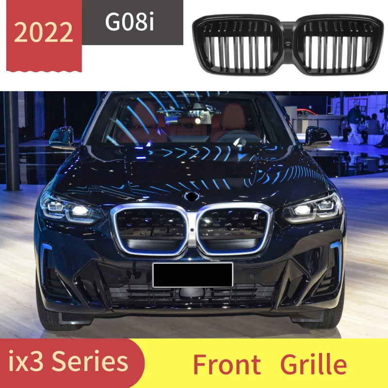 Front Grille For BMW ix3 Series LCI 2022 G08i Lci ABS Dual Slats Double