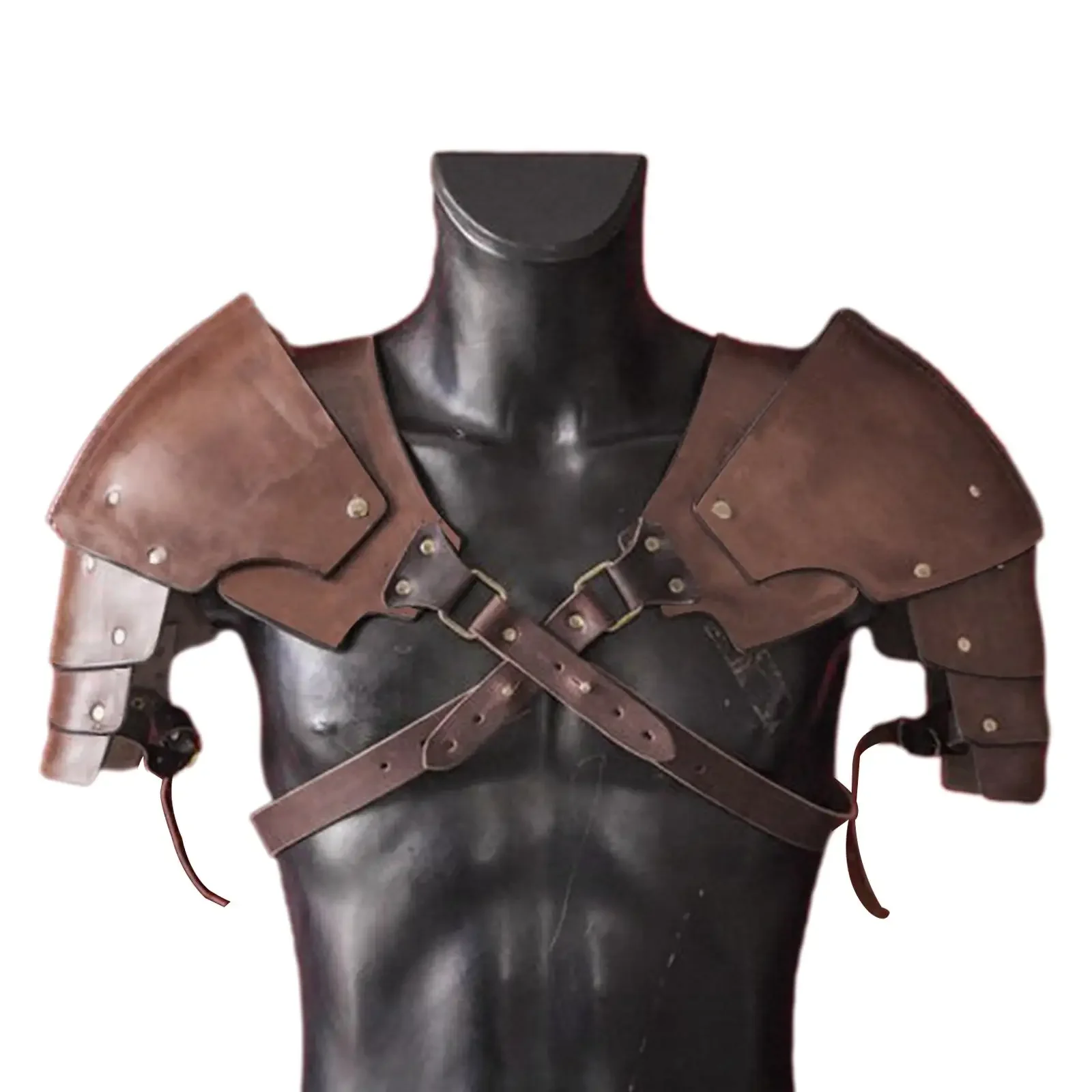 Faux Leather Medieval Shoulder Pauldron, Knight Adjustable Buckle Steampunk Shoulder Cover Cape, for Cosplay Party Men