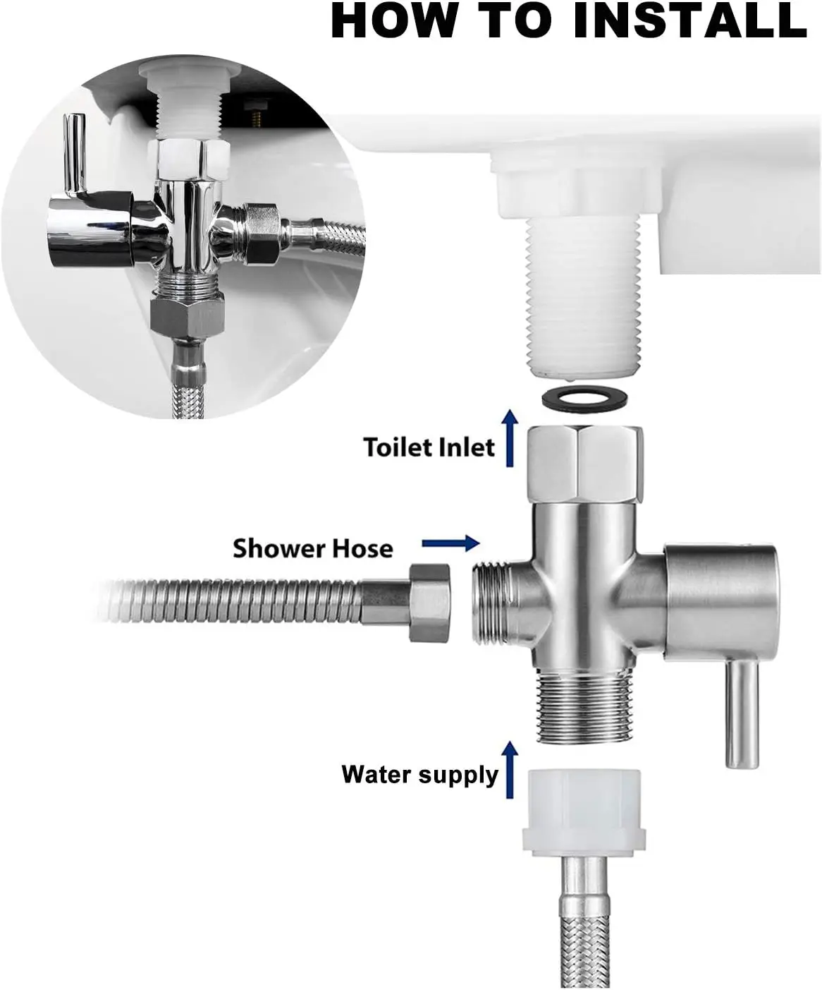 G1/2 7/8 In 3 Way Diverter Valve T-Adapter Converter Shower Brass Water Tap Connector Bathroom Faucet Bathroom Accessories