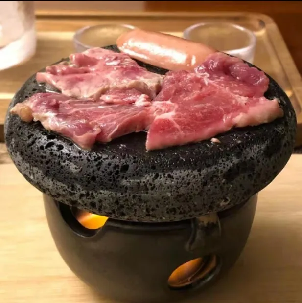 Round Volcanic rock BBQ stone steak baking pan hotel western food cooking plate dessert plate stove base teacup pad 15/17/19/2