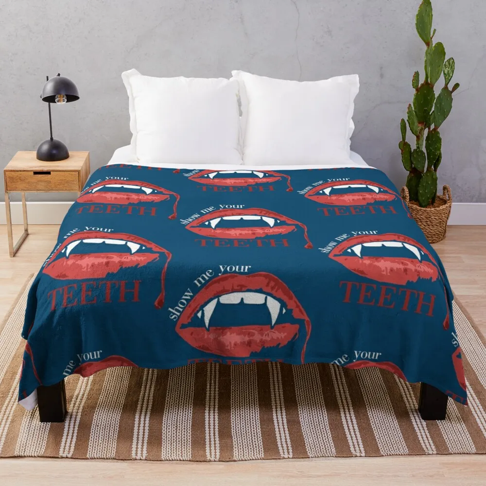 

show me your teeth Throw Blanket Weighted Furrys Loose Tourist Blankets