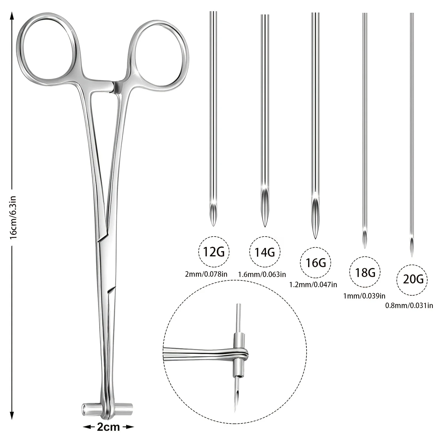 41pcs Body Piercing Tool Kit Include Septum Forceps Clamp Pliers 20 Pcs 316L Stainless Steel Piercing Needles And 20 Pcs Jewelry