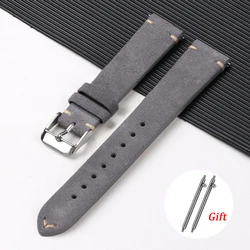 Vintage Suede Leather Quick - Release Watch Strap - Soft Replacement Wristband - 22mm (Dark Grey)