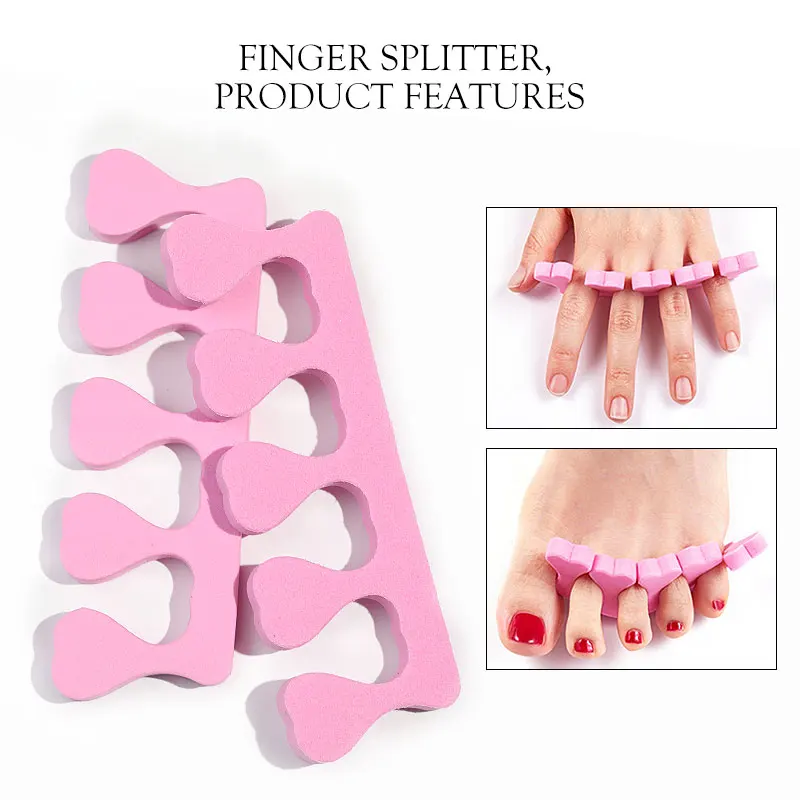 Pink Soft EVA Sponge Finger Toe Separator Nail Polish Feet Care Sponge Toe Splitter Bulk Manicure Pedicure Salon/Home 1/5Pcs