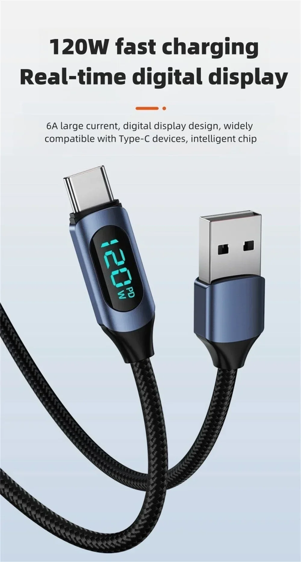 120W USB C Data Cable PD Fast Charging Phone Charger Cord For iPhone Samsung Xiaomi Macbook Type C To Type C Quick Charge Cable