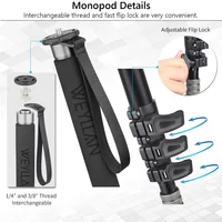 WEYLLAN KA7 Professional Video Monopod Kit Unipod and Fluid Head Travel Tripod Stand Telescopic Handheld Monopod For DSLR Camera - Image 3