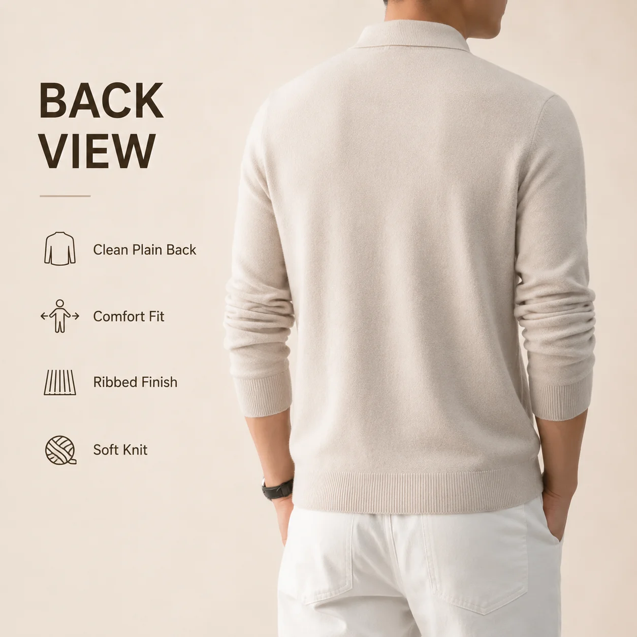 Men's Wool Blend Polo Sweater Heavyweight Warm Knitwear Anti-Pilling Soft Touch Long Sleeve Pullover Autumn Winter - 2