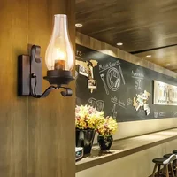 Home Decor Wall Lamps Candle Glass Iron Art Led Lights Nordic Retro Loft Living Room Aisle Corridor Hotel Restaurant Lampe Salon 2