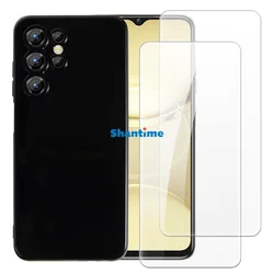 Enhanced Soft Case with Dual Tempered Glass Screen Protectors for Comprehensive Full - Body Protection (Black)