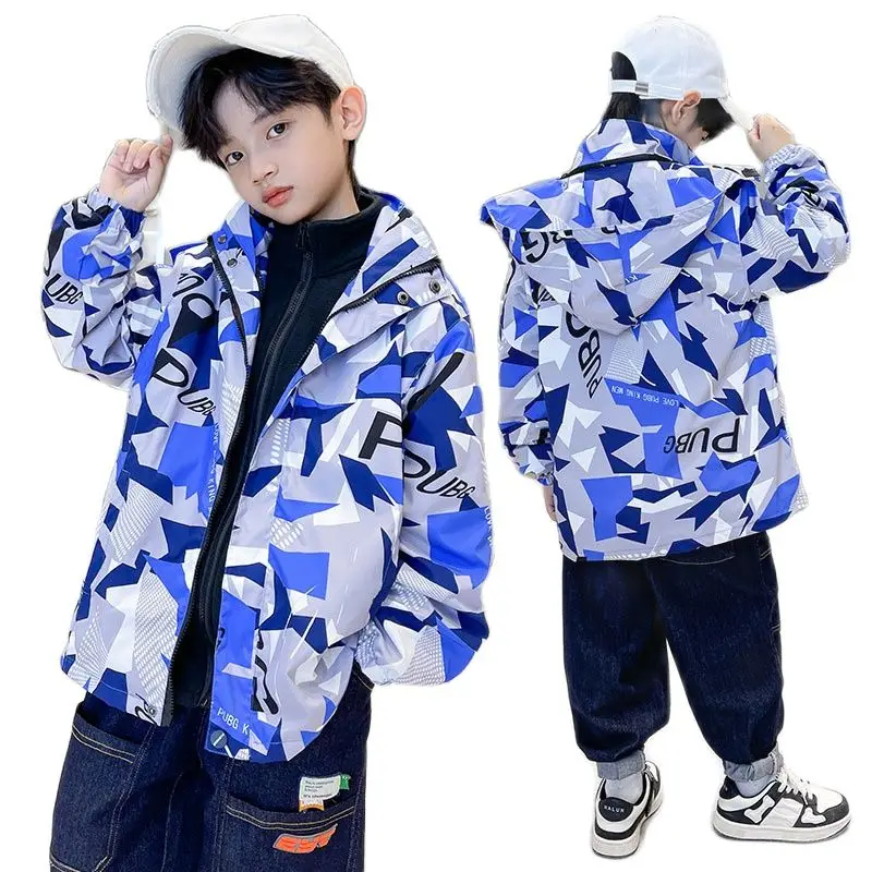 Teenage Boys Camouflage Coats Winter Warm Fleece Jackets for Big Boy Thicken Outerwear Trench Tops for Kids 5-15Year