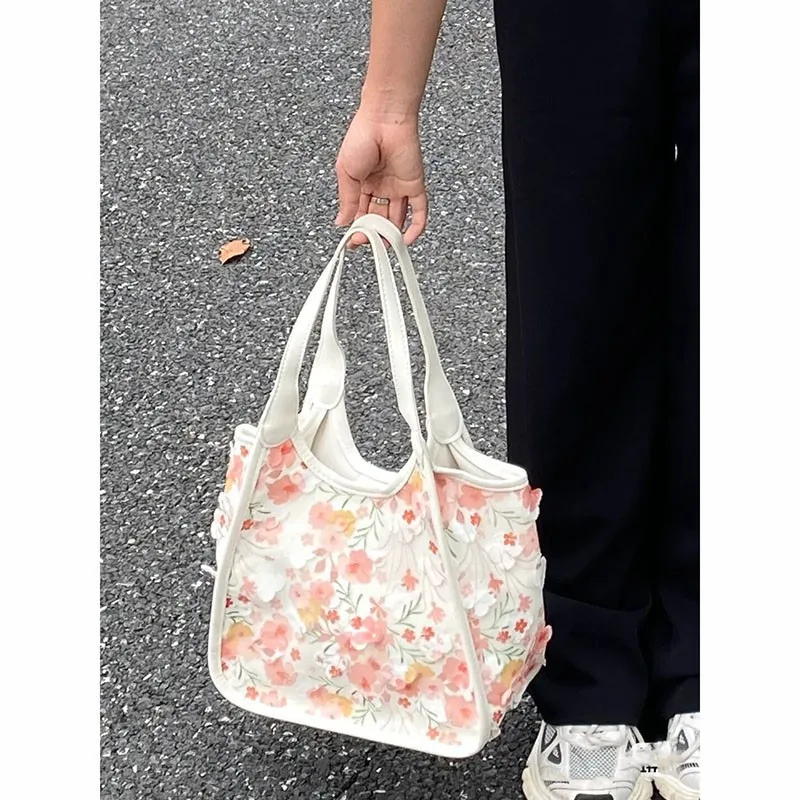 Women Canvas Floral Shoulder Bag with Purse Large Capacity Printed Shopping Tote Bag Female Fashion Casual Composite Handbag