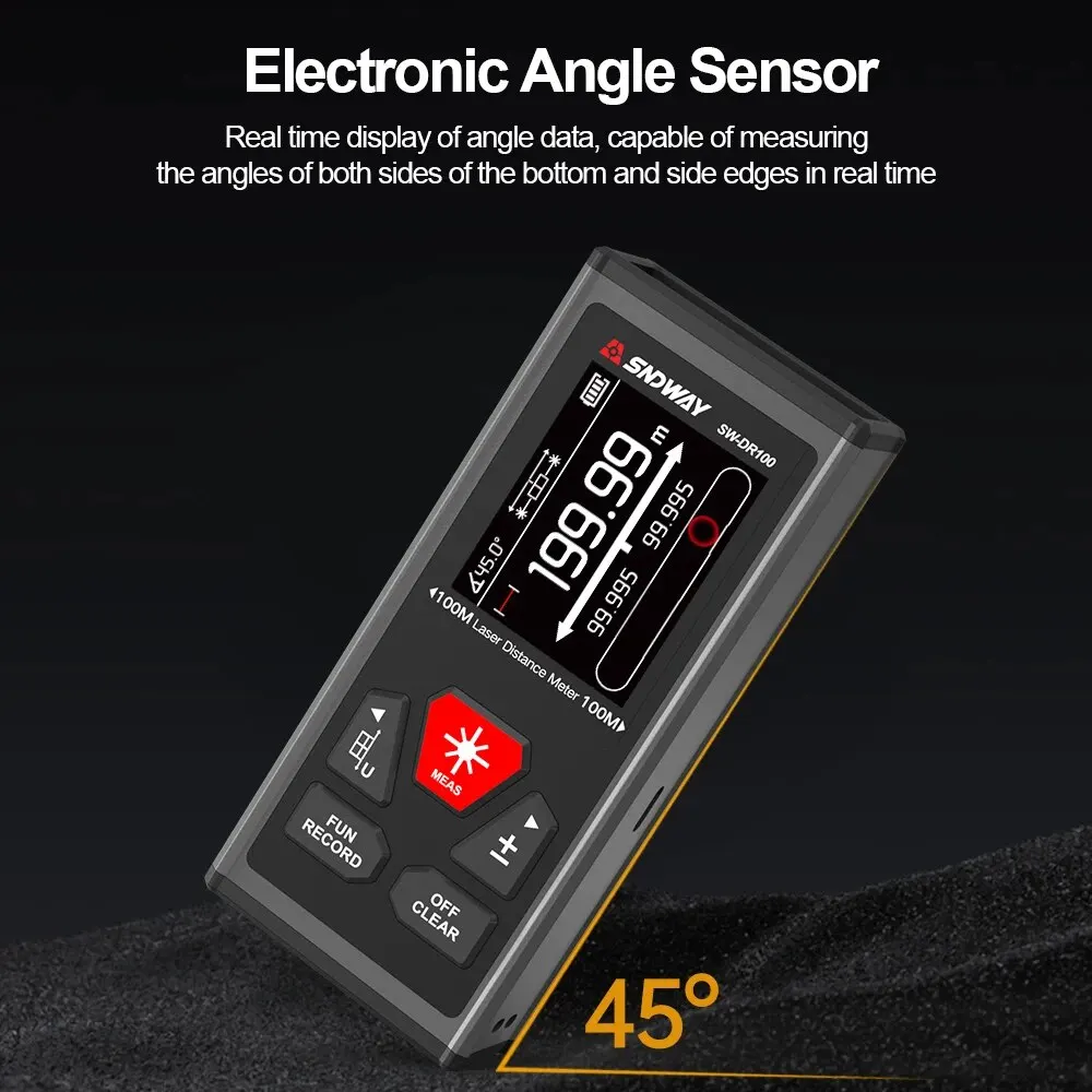 SNDWAY Dual Laser Distance Meter Rechargeable Bilateral Laser Rangefinder 200m 120m Digital Tape Measure Angle Measurment Tool laser rangefinder distance meter laser tape measure digital tape measure tape measure