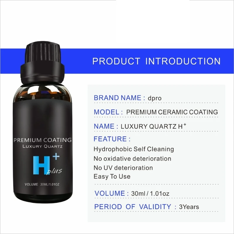 

9H Nanos Ceramic Coatin,Hydrophobic Gloss Easy to Use Paint Protections Agent Car Refurbishing Agent 30ml Dropship