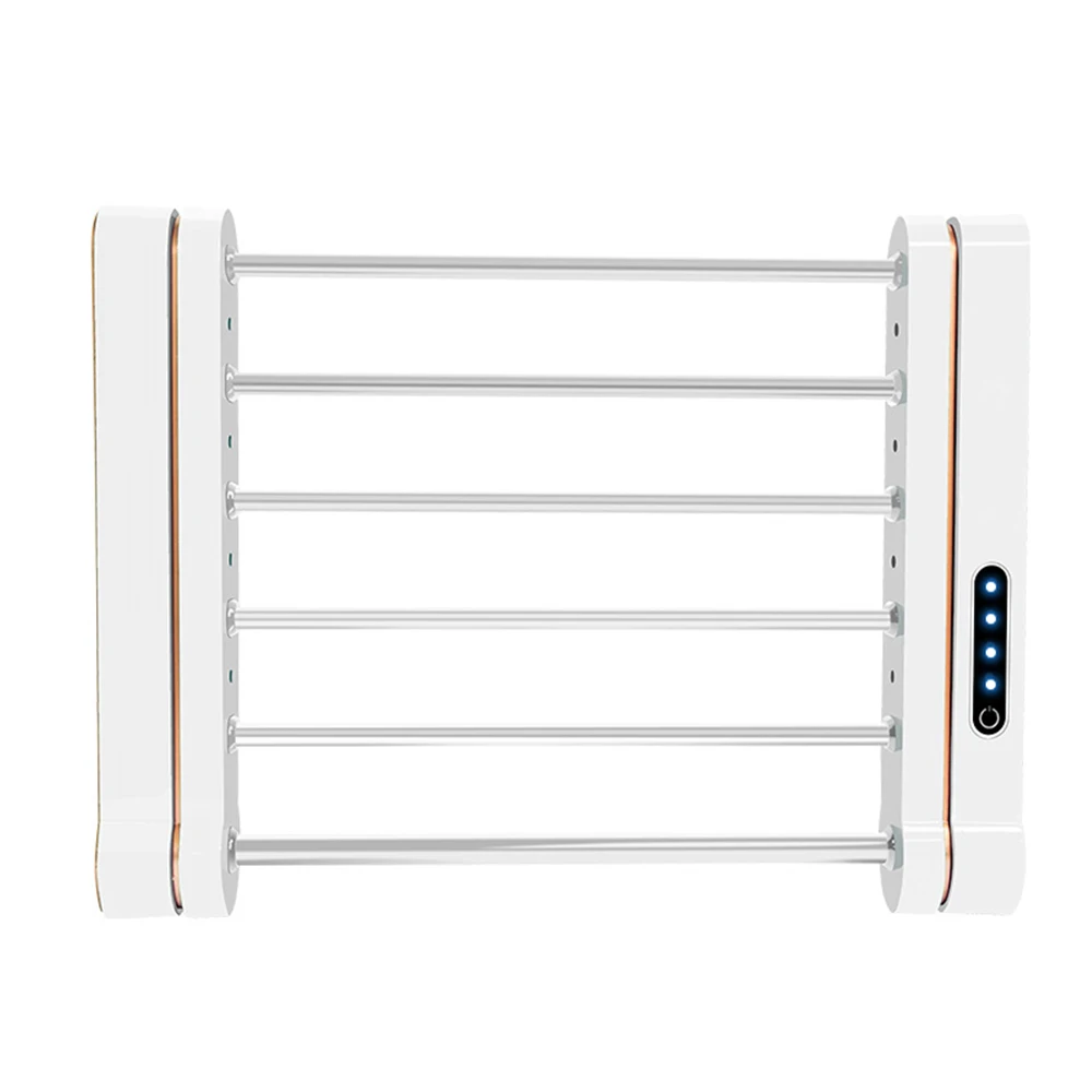 Electric Towel Warmer Rack 6 Bars Wall Mounted Heated Towel Rack 58W Waterproof 90 Degrees Rotation 55 Centigrade for Bathroom