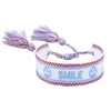 Boho tissé broderie amour poignet tricoté Bracelets d'enveloppement corde à la main tissage tressé glands ethnique femmes hommes bijoux