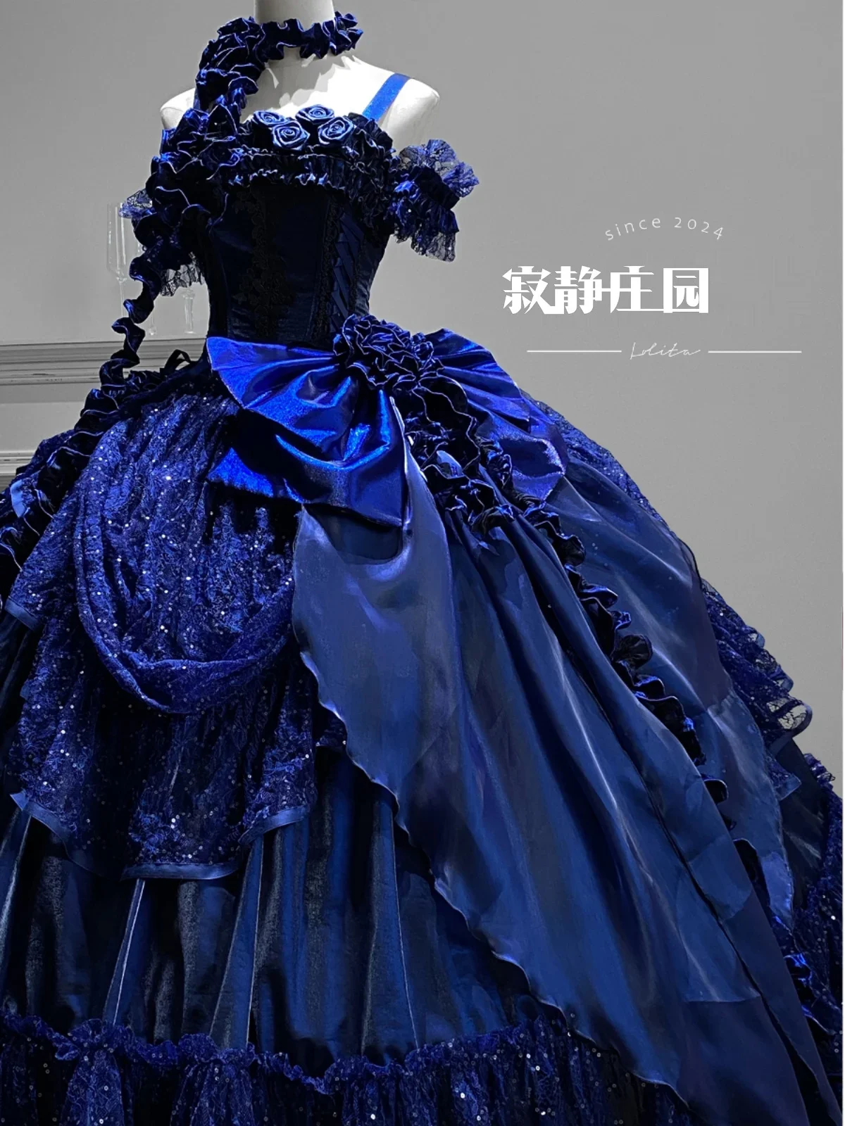 Halloween Cos Purple Flower Fishbone Dress Lolita Gothic Romantic