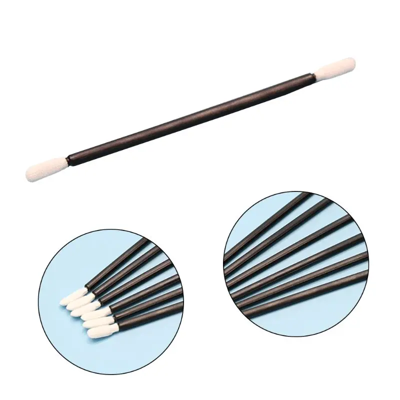 100Pcs Double-Headed Polyester Cloth Tips Cleaning Swabs Black Plastic Handle Dust-Free Sticks for Printhead Camera Optical Lens 2