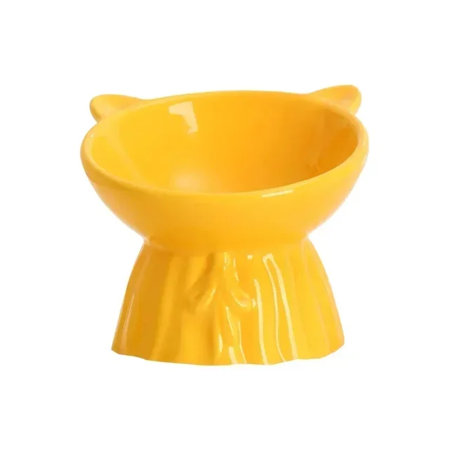 Creative Solid Color Simple Style Drinking Water High Footed Anti Knock Ceramic Cat Bowl Cat Dog Food Bowl Ceramic Cute Cat Bowl 5