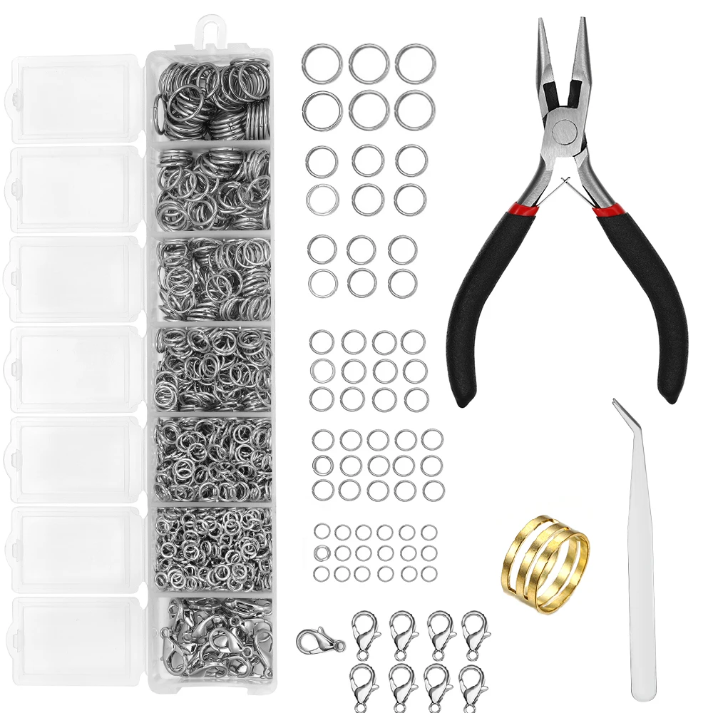 1353 Stück offene Biegeringe und Karabinerverschlüsse, Schmuckzubehör-Set mit Zange für Schmuckherstellung, Zubehör, Zubehör